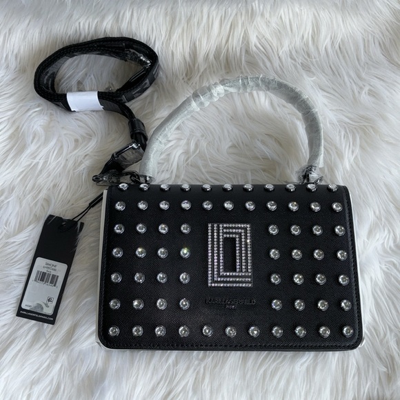 Karl Lagerfeld Paris Simone Gem-Studded Crossbody Bag - Picture 4 of 11